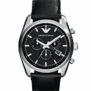 Emporio Armani Chronograph, AR6039, Edelstahl, Lederband