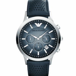 Emporio Armani Uhr, AR2473, Edelstahl, Lederband, blau