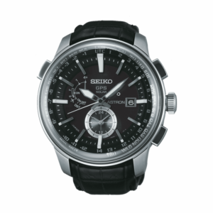 Seiko Astron, SAS037, Edelstahl, Krokodillederband, schwarz