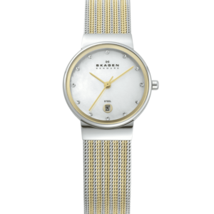 Skagen, 355SSGS, Edelstahl, Gold, Silber, Milanaise