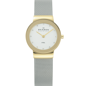 Skagen, Freja, 358SGSCD, Edelstahl, Gold, Milanaise, silber