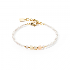 Coeur de Lion Armband Princess Pearls & Cubes gold-beige 4566301000 bei Juwelier Kröpfl