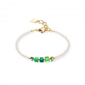 Coeur de Lion Armband Princess Pearls & Cubes gold-grün 4566300500 bei Juwelier Kröpfl