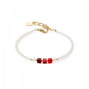 Coeur de Lion Armband Princess Pearls & Cubes gold-rot 4566300300 bei Juwelier Kröpfl