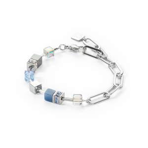 Coeur de Lion GeoCUBE® GeoCUBE® Fusion Chain Armband silber-blau 4707300700 bei Juwelier Kröpfl