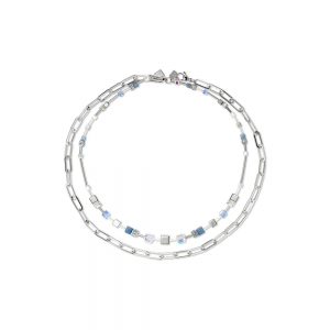 Coeur de Lion GeoCUBE® GeoCUBE® Fusion Chain Halskette silber-blau 4707100700 bei Juwelier Kröpfl
