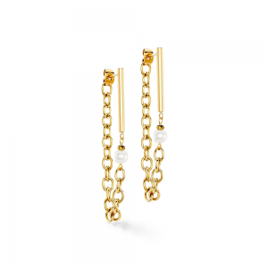 Coeur de Lion Ohrringe Chain & Pearl Fever weiß-gold 1123211416 bei Juwelier Kröpfl