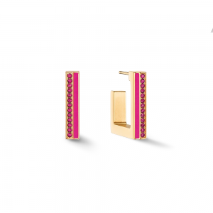 Coeur de Lion Ohrringe Creole Square Stripes 20 gold-pink 0133210416 bei Juwelier Kröpfl