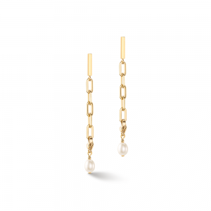 Coeur de Lion Ohrringe Modern Chain & Süßwasserperlen Charms gold 1112211416 bei Juwelier Kröpfl
