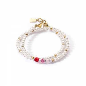 Coeur de Lion Princess Pearls Armband Wrap Around gold rot 0950300300 bei Juwelier Kröpfl