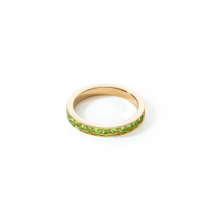 Coeur de Lion Ring Edelstahl & Kristalle slim gold grün 012740051652 bei Juwelier Kröpfl