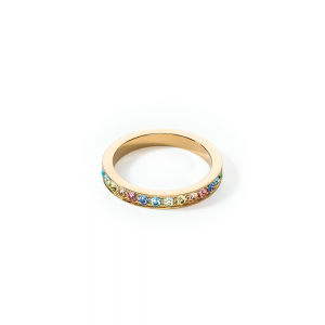 Coeur de Lion Ring Edelstahl & Kristalle slim gold multicolor pastell 012740159052 bei Juwelier Kröpfl