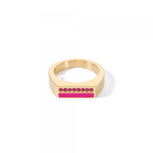 Coeur de Lion Ring Square Stripes gold-pink 013340041652 bei Juwelier Kröpfl