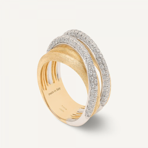 Marco Bicego Jaipur Link New Jaipur Link New Fünfreihiger Ring aus Gold mit doppeltem Diamantband AB647_B_YW_Q6 bei Juwelier Kröpfl