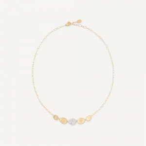Marco Bicego Lunaria Lunaria Halskette aus Gold mit Diamanten und verstellbarer Kette, mini CB2592_B_YW_Q6 bei Juwelier Kröpfl