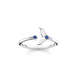 Thomas Sabo Ocean Vibes Ring Schwanzflosse mit blauen Steinen TR2386-644-1 bei Juwelier Kröpfl