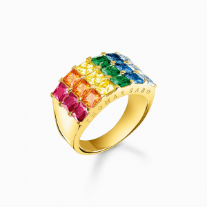 Thomas Sabo Rainbow Heritage Ring bunte Steine Pavé gold TR2359-996-7 bei Juwelier Kröpfl