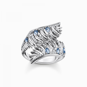 Thomas Sabo Rising Phoenix Ring Phönix-Flügel mit blauen Steinen silber TR2409-644-1 bei Juwelier Kröpfl