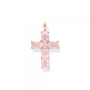 Thomas Sabo Sparkling Heitage Anhänger Kreuz rosa Steine mit Stern PE890-417-9 bei Juwelier Kröpfl