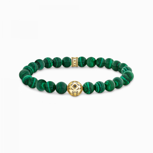 Thomas Sabo Sterling Silver Beads-Armband aus grünen Steinen vergoldet A2145-140-6 bei Juwelier Kröpfl