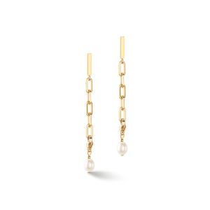 Coeur de Lion Ohrringe Modern Chain & Süßwasserperlen Charms gold 1112211416 bei Juwelier Kröpfl