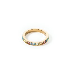 Coeur de Lion Ring Edelstahl & Kristalle slim gold multicolor pastell 012740159052 bei Juwelier Kröpfl