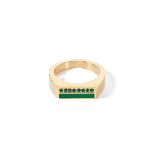 Coeur de Lion Ring Square Stripes gold-grün 013340054952 bei Juwelier Kröpfl