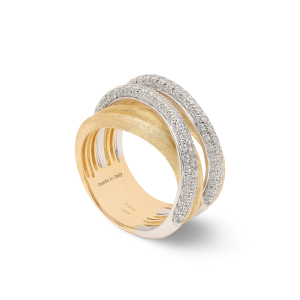 Marco Bicego Jaipur Link New Jaipur Link New Fünfreihiger Ring aus Gold mit doppeltem Diamantband AB647_B_YW_Q6 bei Juwelier Kröpfl