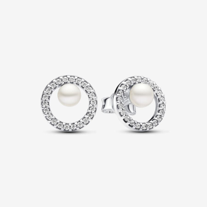 Pandora Timeless Behandelte Süßwasserzuchtperle & Pavé-Strahlenkranz Ohrringe 293154C01 bei Juwelier Kröpfl