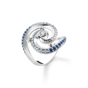 Thomas Sabo Ocean Vibes Ring Welle mit blauen Steinen TR2381-644-1 bei Juwelier Kröpfl