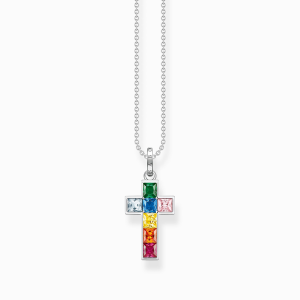 Thomas Sabo Rainbow Heritage Kette Kreuz mit bunten Steinen Silber KE2166-477-7 bei Juwelier Kröpfl