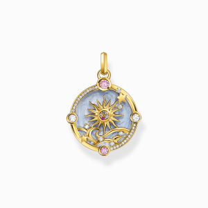 Thomas Sabo Sterling Silver Kettenanhänger blau mit Sonne und bunten Steinen vergoldet PE960-471-1 bei Juwelier Kröpfl