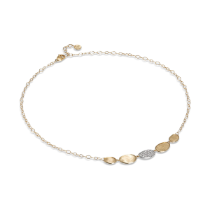 Marco Bicego Lunaria Lunaria Halskette aus Gold mit Diamanten und verstellbarer Kette, mini CB2592_B_YW_Q6 bei Juwelier Kröpfl