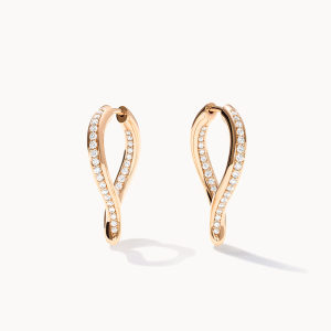 Tamara Comolli Signature SIGNATURE Hoop Ohrringe Twisted Drop mit Diamant Pavé E-Sig-Ho-TDr-p-rg bei Juwelier Kröpfl