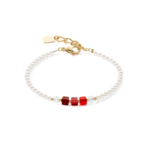 Coeur de Lion Armband Princess Pearls & Cubes gold-rot 4566300300 bei Juwelier Kröpfl