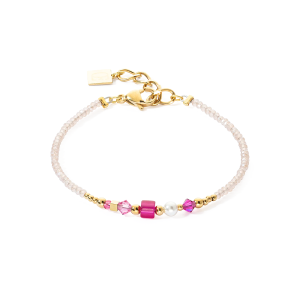 Coeur de Lion Armband Square Stripes gold-magenta 4355300416 bei Juwelier Kröpfl