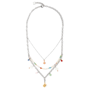 Coeur de Lion Halskette Boho Süsswasserperlen silber multicolor 1111101500 bei Juwelier Kröpfl