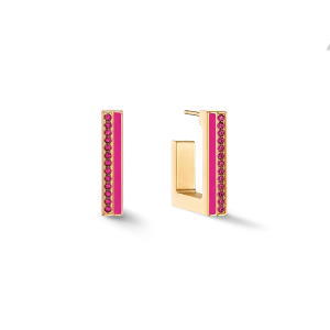 Coeur de Lion Ohrringe Creole Square Stripes 20 gold-pink 0133210416 bei Juwelier Kröpfl