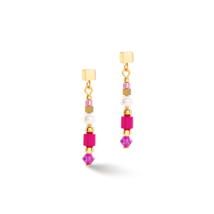 Coeur de Lion Ohrringe Square Stripes gold-magenta 4355210416 bei Juwelier Kröpfl