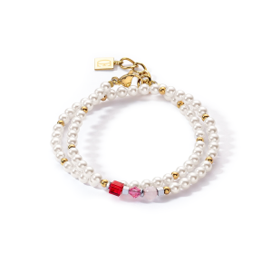 Coeur de Lion Princess Pearls Armband Wrap Around gold rot 0950300300 bei Juwelier Kröpfl