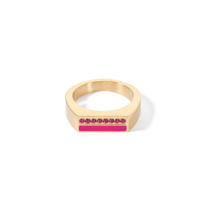 Coeur de Lion Ring Square Stripes gold-pink 013340041652 bei Juwelier Kröpfl