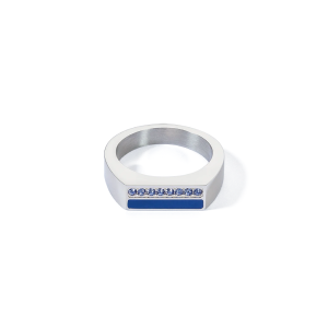 Coeur de Lion Ring Square Stripes silber-blau 013340071752 bei Juwelier Kröpfl