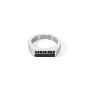 Coeur de Lion Ring Square Stripes silber - schwarz 013340131752 bei Juwelier Kröpfl