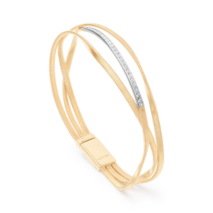 Marco Bicego Marrakech Dreireihiges halbstarres Armband aus Gelbgold mit Diamant-Baguette SG39_B_YW_M5 bei Juwelier Kröpfl