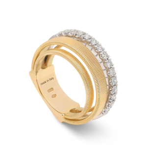 Marco Bicego Masai Vierreihiger Ring aus Gelbgold mit 18 Karat und Diamantpavé-Band AG363_B_YW_M5 bei Juwelier Kröpfl