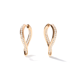 Tamara Comolli Signature SIGNATURE Hoop Ohrringe Twisted Drop mit Diamant Pavé E-Sig-Ho-TDr-p-rg bei Juwelier Kröpfl