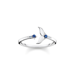 Thomas Sabo Ocean Vibes Ring Schwanzflosse mit blauen Steinen TR2386-644-1 bei Juwelier Kröpfl