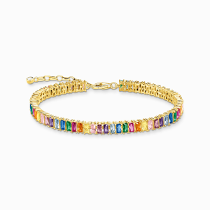 Thomas Sabo Rainbow Heritage Tennisarmband mit bunten Steinen vergoldet A2030-996-7 bei Juwelier Kröpfl