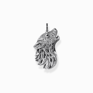 Thomas Sabo Sterling Silver Anhänger Wolf Profil mit Steinen Silber geschwärzt PE966-643-21 bei Juwelier Kröpfl