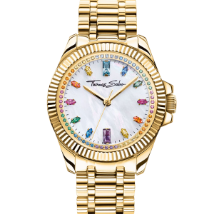 Thomas Sabo Damenuhr Divine Rainbow mit bunten Steinen gelbgoldfarben WA0395-264-207 bei Juwelier Kröpfl